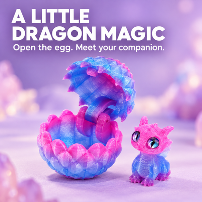🐉🐉3D-Printed Dragon Egg & Baby Dragon Set – Colorful Opening Egg Collectible & Desk Decor