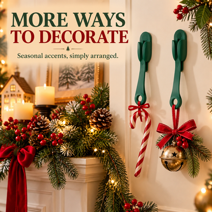 🎅🎄12/24 Pack Reusable Silicone Adhesive Christmas Garland Hooks 7.87"