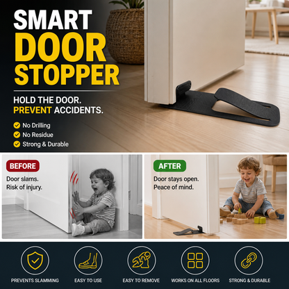 4-Pack Door Stopper Protector –  No-drill, residue-free & holds doors open. Safe & simple – stock up & save! 🏠✅