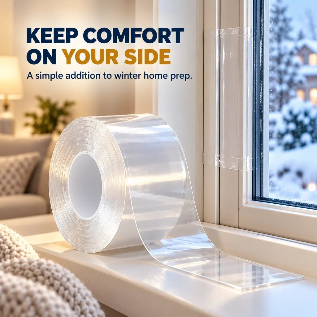Clear window and door draft-sealing tape