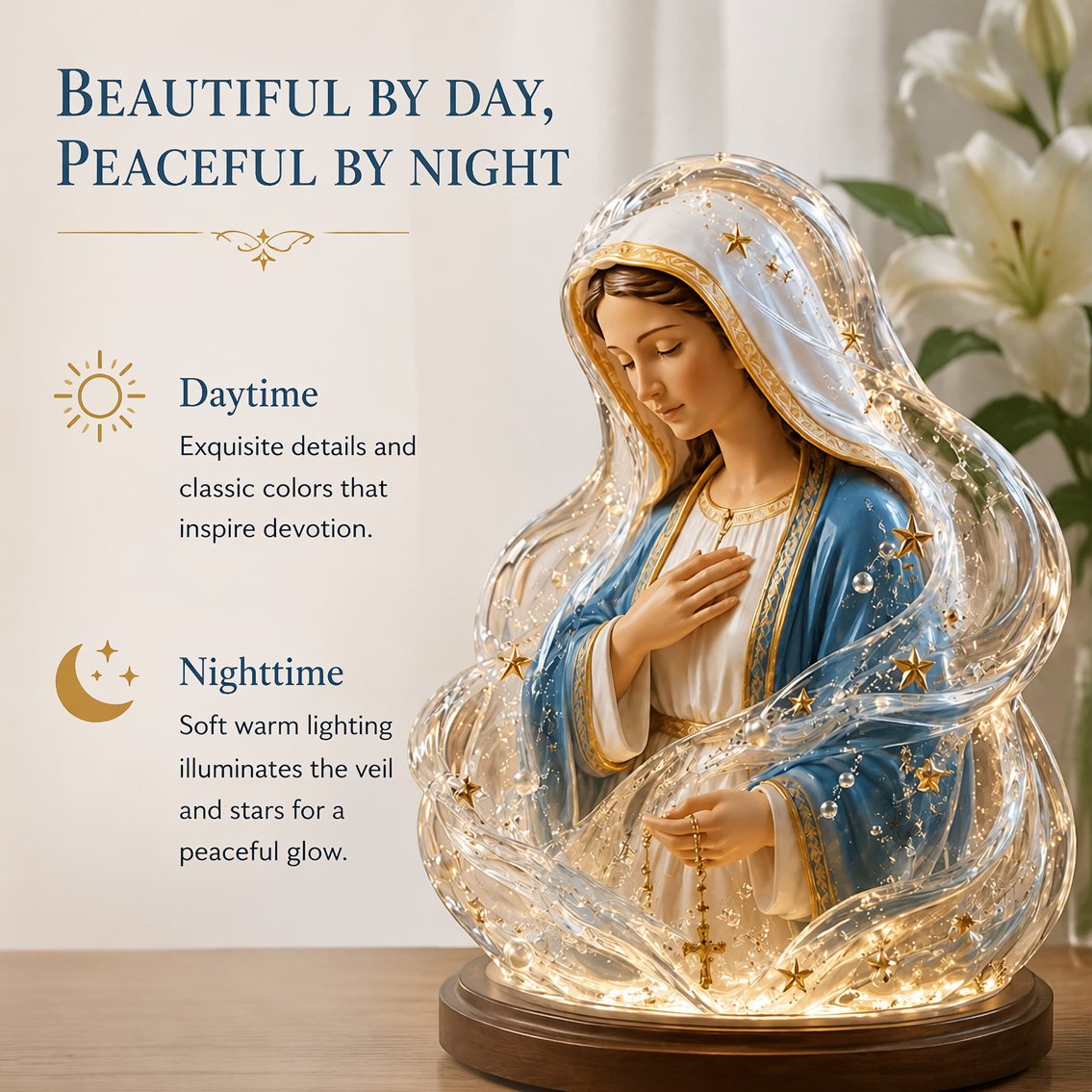 "🔥HOT SALE🔥🙏Our Lady of Starlight Illuminated Prayer Statue | Religious Decor & Faith Gift✨"