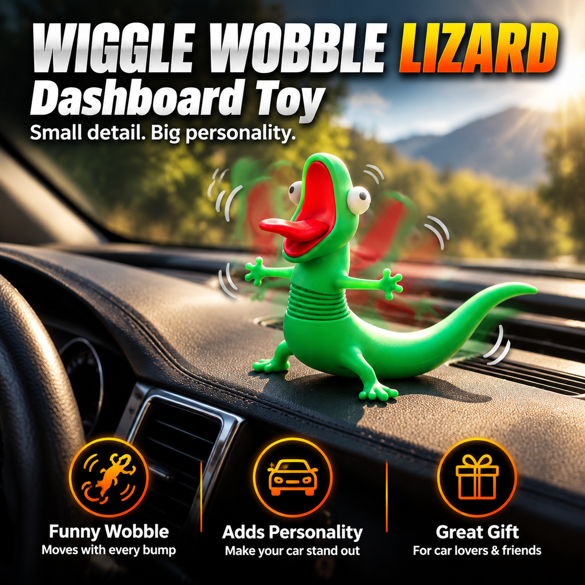 🦎Funny Wobbling Spring Lizard Motorcycle Decoration – Moving Rider Companion Gift🏍️