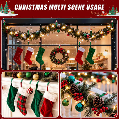 ⏳ Last Day 49% OFF – 🎄No-Drill Christmas Garland Hangers | 12 Santa Adhesive Hooks Holding Up To 5 lbs For Stockings, Wreaths & Holiday Decorations🎅 🎅