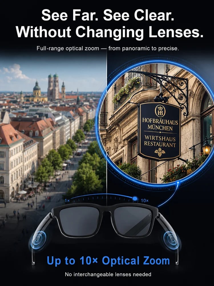 🔥Al Smart Glasses: 100%Offline Translation Zoom & Explore Smarter.