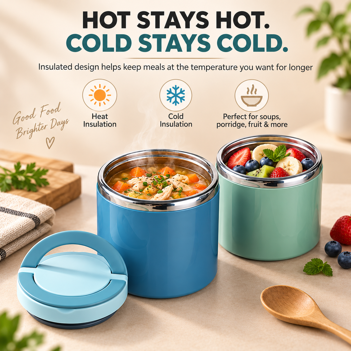 🍱 Insulated Stainless Steel Lunch Container – Leak-Resistant Food Jar with Carry Handle ✨