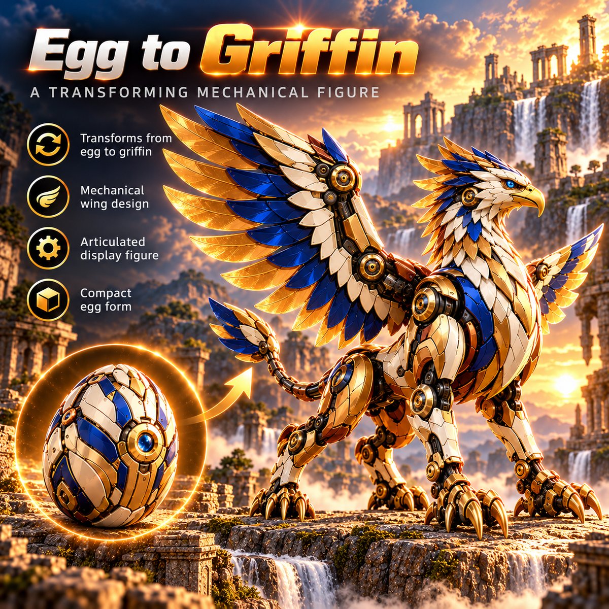 🦅 2-in-1 Transforming Mechanical Griffin Egg – Winged Fantasy Figure🎁