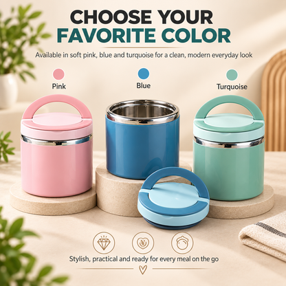 🍱 Insulated Stainless Steel Lunch Container – Leak-Resistant Food Jar with Carry Handle ✨