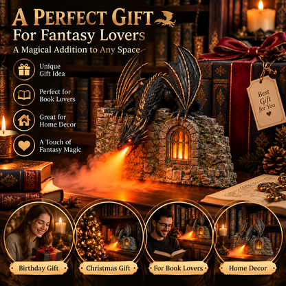 🌪️🐉HOT SALE🔥-Drachen-Luftbefeuchter mit Flammeneffekt – Fantasy-Zauber für Ihre Leseecke✨