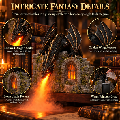 🌪️🐉HOT SALE🔥-Drachen-Luftbefeuchter mit Flammeneffekt – Fantasy-Zauber für Ihre Leseecke✨