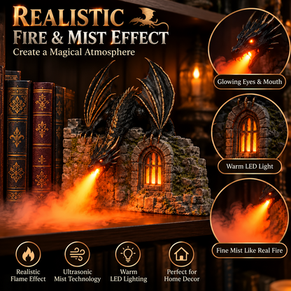 🌪️🐉HOT SALE🔥-Drachen-Luftbefeuchter mit Flammeneffekt – Fantasy-Zauber für Ihre Leseecke✨