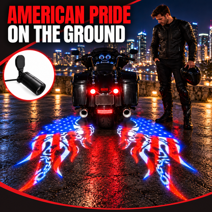 🏍️Patriotic Eagle Motorcycle Ground Projection Lamp US