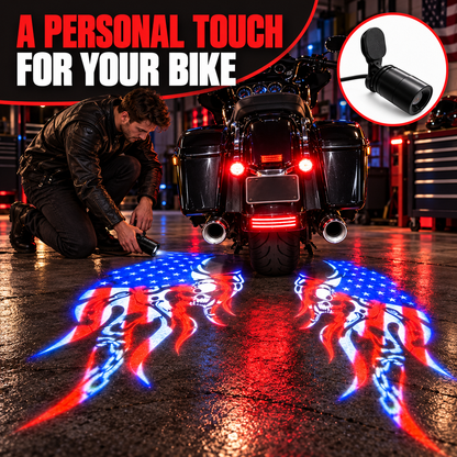 🏍️Patriotic Eagle Motorcycle Ground Projection Lamp US