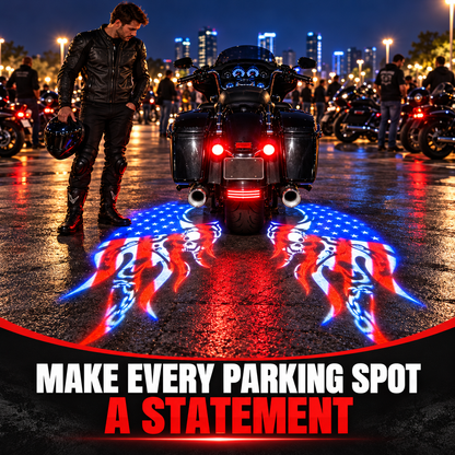 🏍️Patriotic Eagle Motorcycle Ground Projection Lamp US