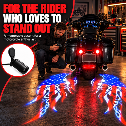 🏍️Patriotic Eagle Motorcycle Ground Projection Lamp US