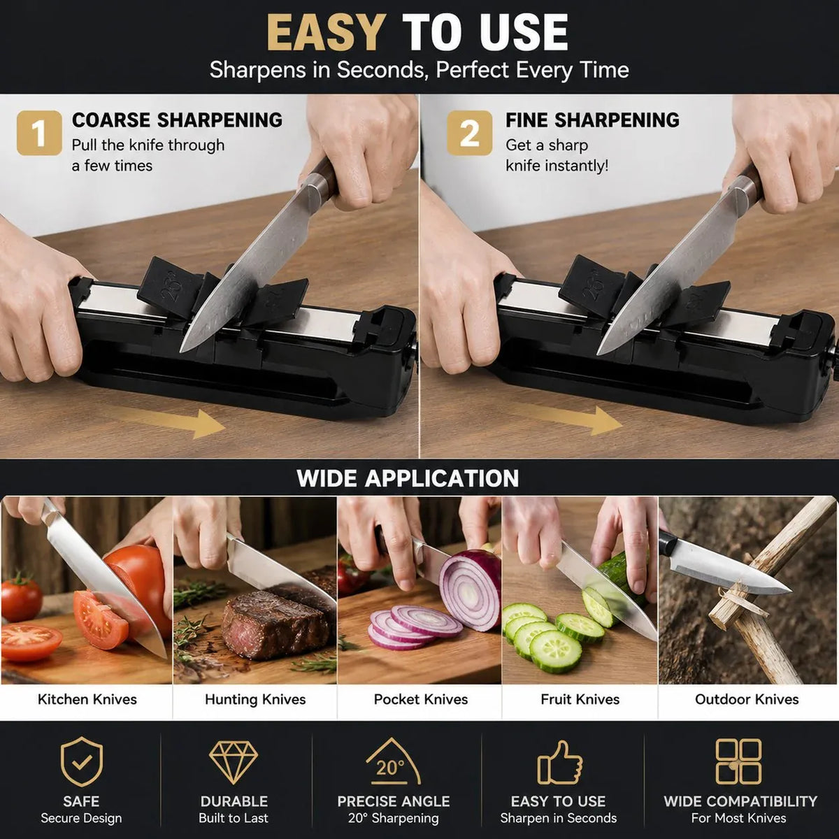 🔪✨Portable Precision Knife Sharpener – Compact & Easy-to-Use Kitchen Knife Sharpening Tool