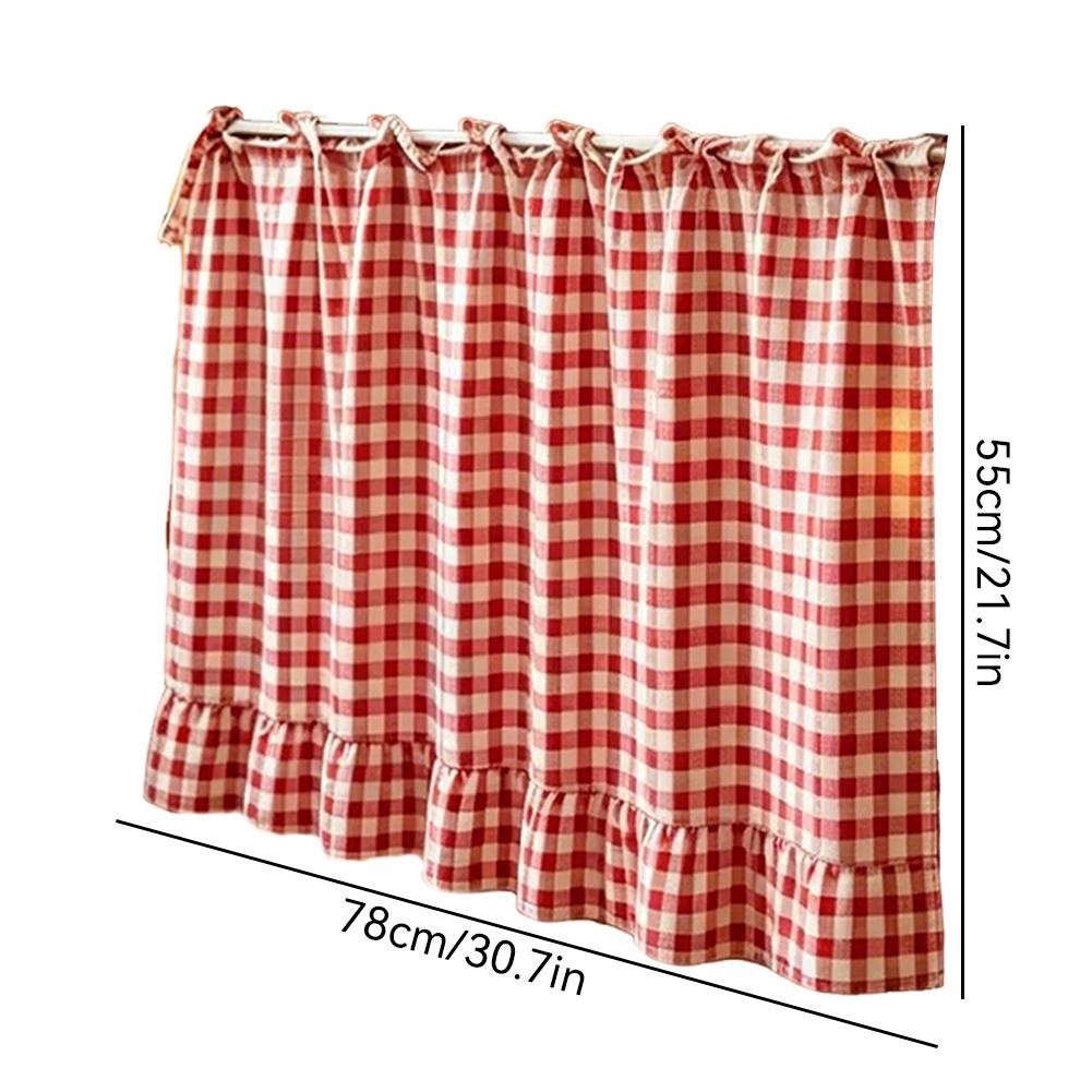 🏡✨ 2026 Farmhouse-Style Stove Curtain – Gingham Grid Ruffle-Edge Tier Curtains 🍽️