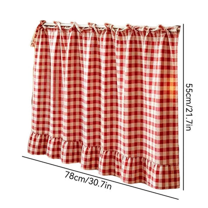 🏡✨ 2026 Farmhouse-Style Stove Curtain – Gingham Grid Ruffle-Edge Tier Curtains 🍽️