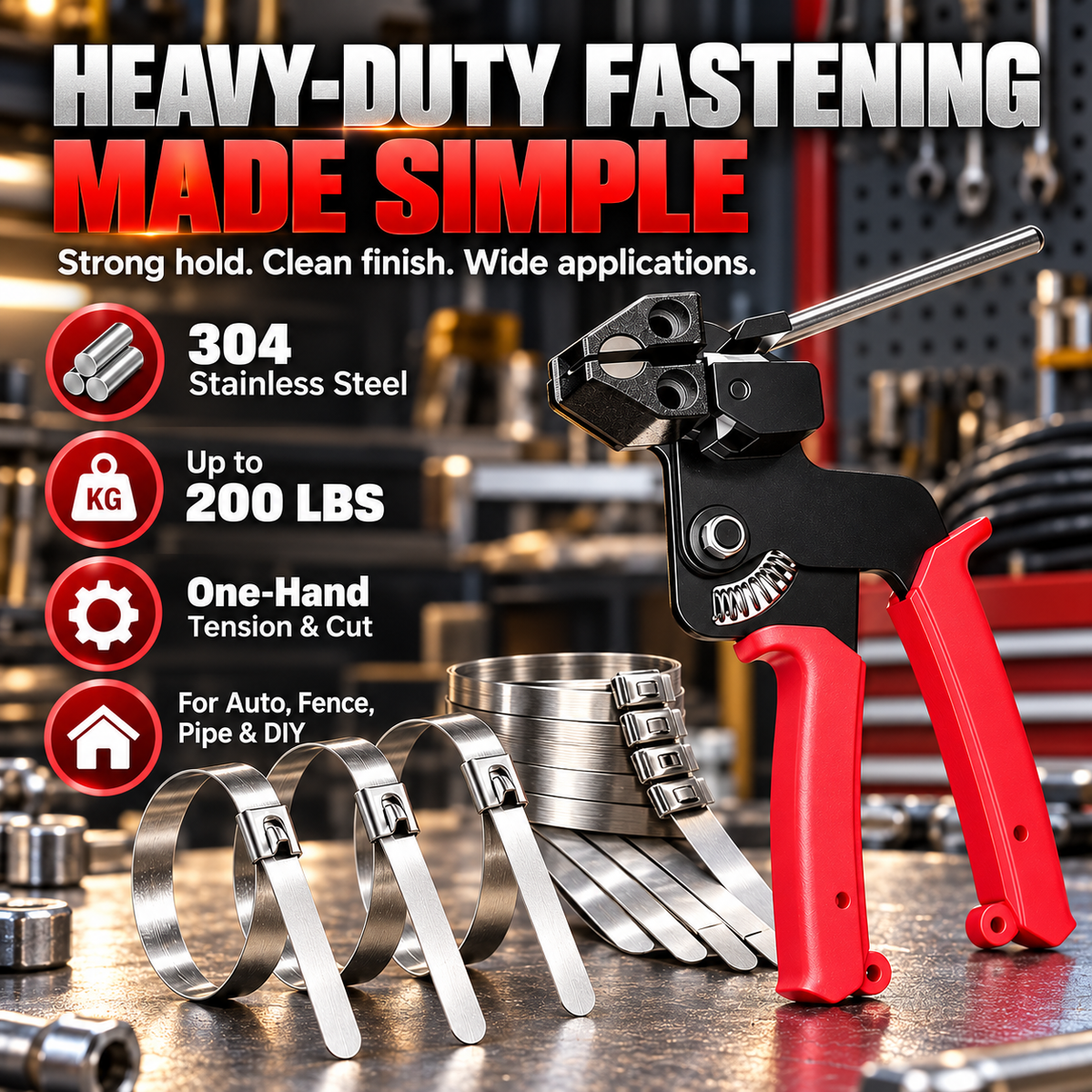 🔧 Heavy-Duty Stainless Steel Cable Tie Tool Set – 11.8″ Self-Locking Ties & Removal Screwdriver 🛠️