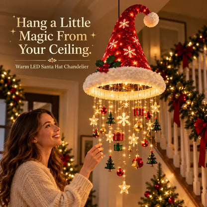 🎅🎅Santa Hat LED Hanging Light – Cascading Warm Fairy Lights with Festive Christmas Charms
