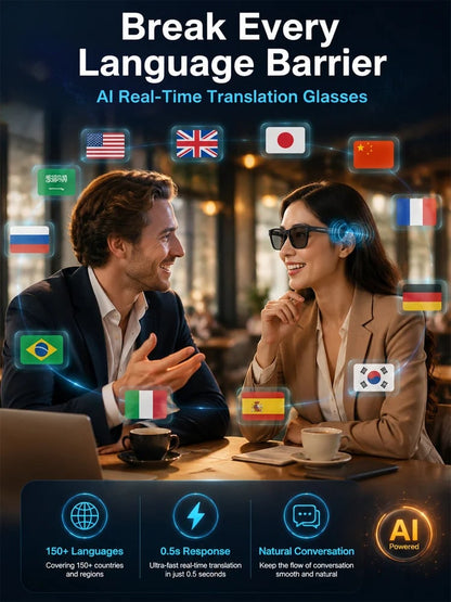 🔥Al Smart Glasses: 100%Offline Translation Zoom & Explore Smarter.