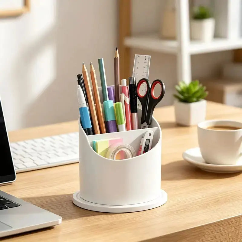 ✨✨Dustproof Acrylic Organizer with Cover – 360° Rotating Storage for Makeup Brushes, Toothbrushes & Pens
