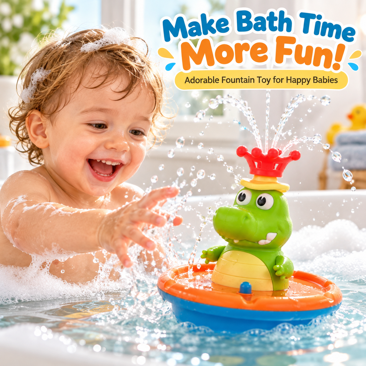 Light Up Crocodile Bath Toy for Toddlers – 5 Spray Modes