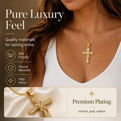 ✨💎 Women's Sparkling Twisted Knot Cross Pendant Necklace ✝️