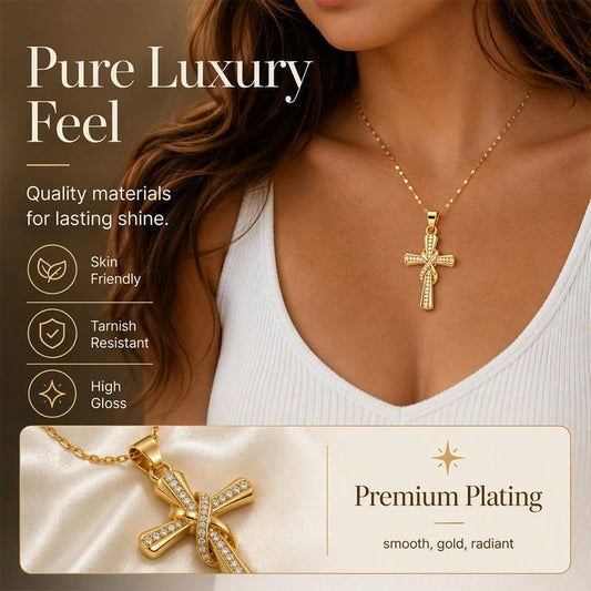 ✨💎 Women's Sparkling Twisted Knot Cross Pendant Necklace ✝️