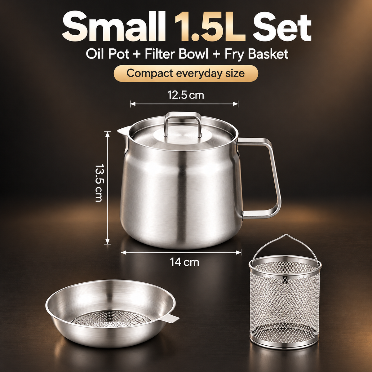 🔥🔥3-in-1 Stainless Steel Deep Fryer Pot with Oil Filter & Fry Basket