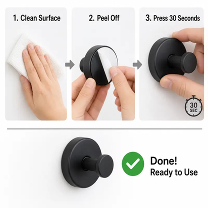 🪝✨ Stainless Steel Finish GripLock Heavy-Duty Adhesive Wall Hooks 🏠