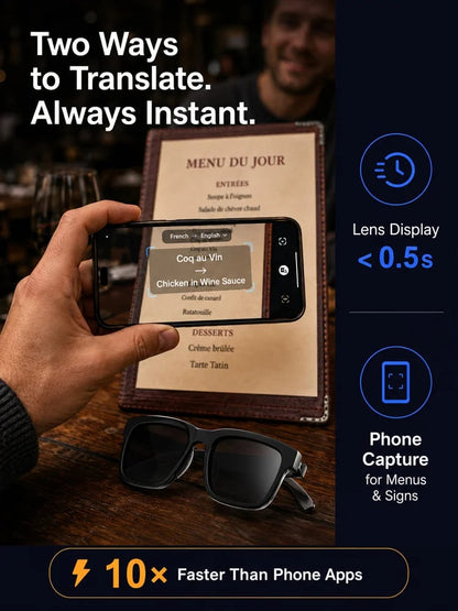 🔥Al Smart Glasses: 100%Offline Translation Zoom & Explore Smarter.