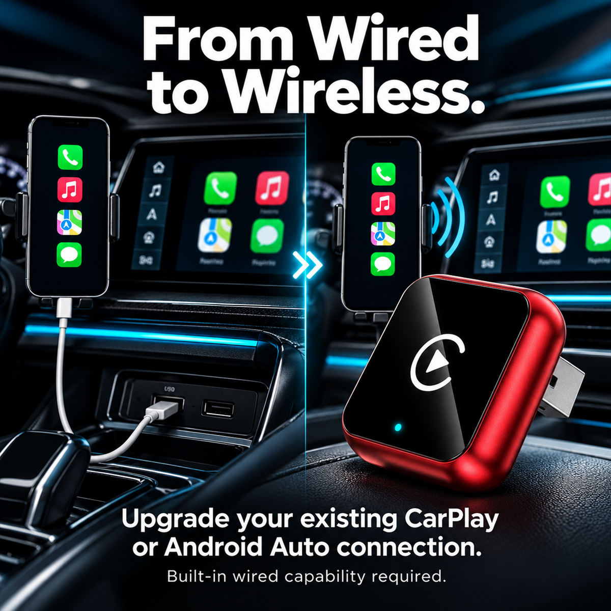 🚗📱 2027 Wireless CarPlay & Android Auto Adapter – Plug & Play USB Dongle ✨