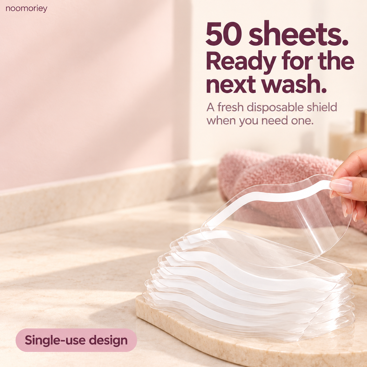 50-Pack Disposable Face Shields – Clear Adhesive Splash Guards for Hair Washing & Lash Care ✨