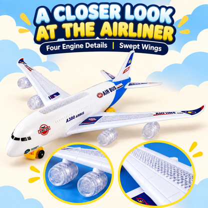 ✈️ Light-Up Airplane Toy – LED Lights, Takeoff Sounds & Bump-and-Go Action for Ages 4–8 🌟