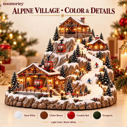 🎄🚠 Animated Christmas Mountain Cable Car & Ski Village Scene ⛷️