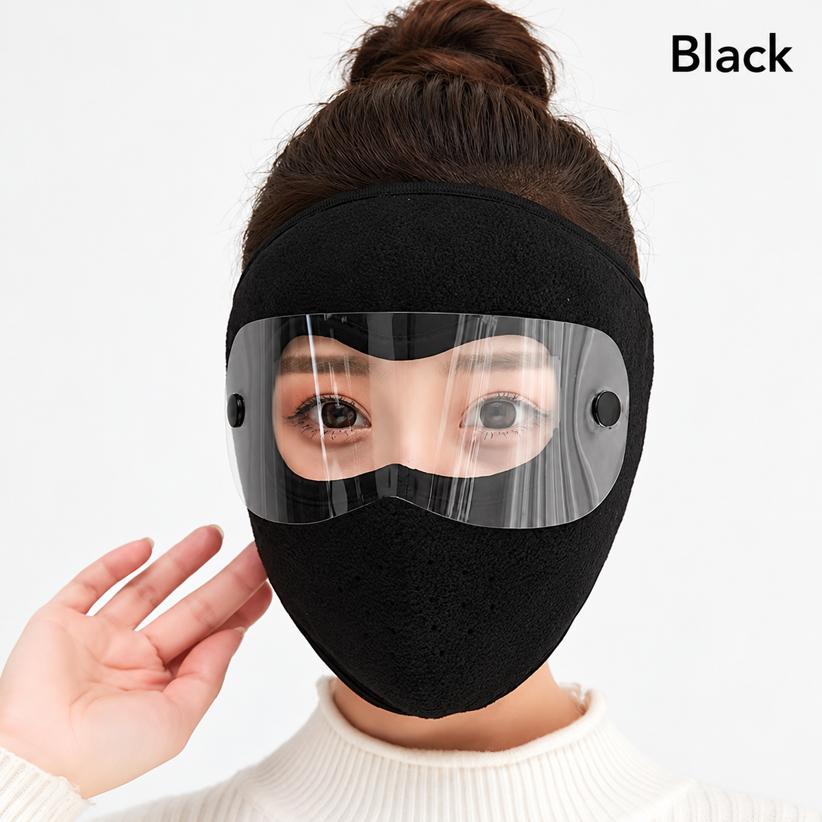 ❄️ Winter Face Cover with Clear Eye Shield – Adjustable Cold-Weather Balaclava 🥽