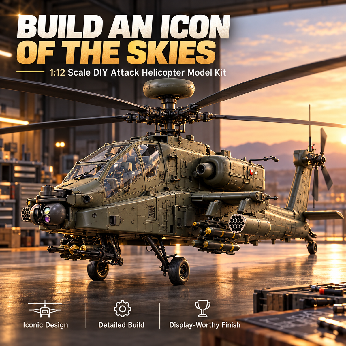 🔥LAST DAY 49% OFF🚁Apache Attack Helicopter Model Kit – Build Your Own Military Aviation Legend