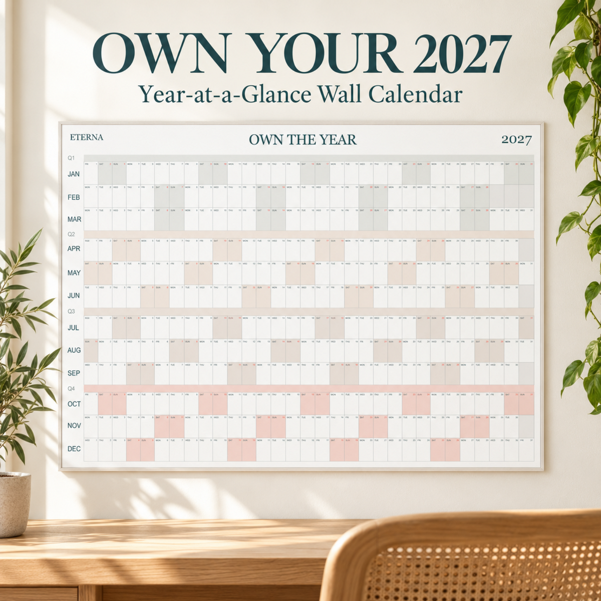 🗓️ Own Your 2027 — Extra-Large Dry-Erase Wall Calendar with 100 Colorful Sticky Notes & Pen