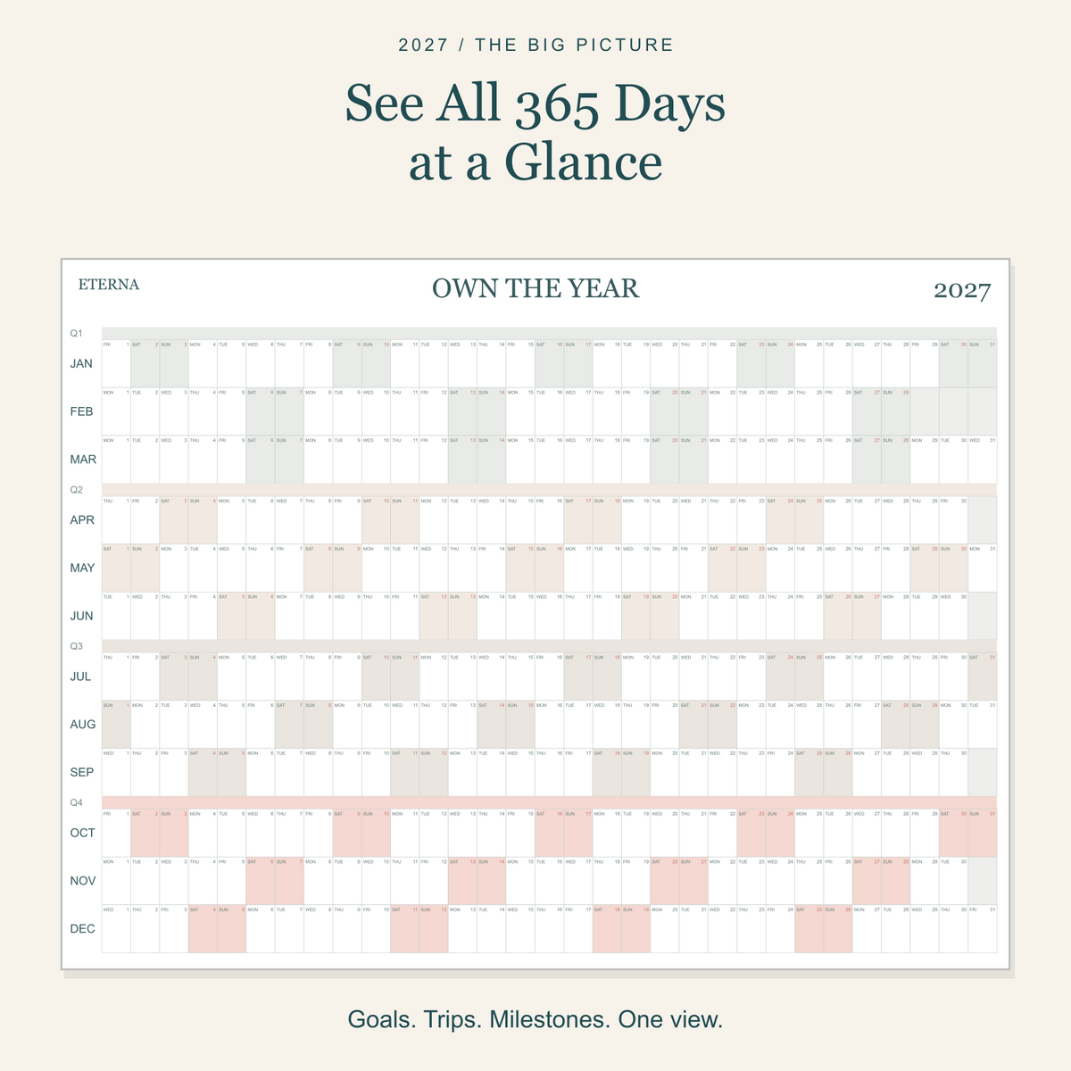 🗓️ Own Your 2027 — Extra-Large Dry-Erase Wall Calendar with 100 Colorful Sticky Notes & Pen