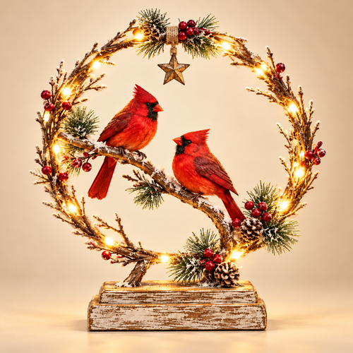 🐦✨ Lighted Cardinal Tabletop Decor – A Charming Holiday Accent 🎄