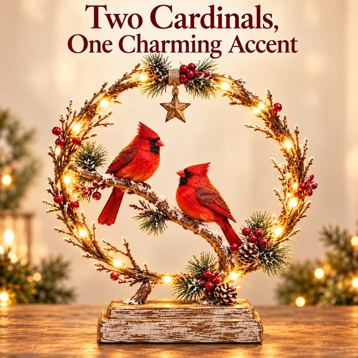 🐦✨ Lighted Cardinal Tabletop Decor – A Charming Holiday Accent 🎄
