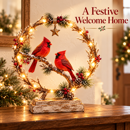 🐦✨ Lighted Cardinal Tabletop Decor – A Charming Holiday Accent 🎄