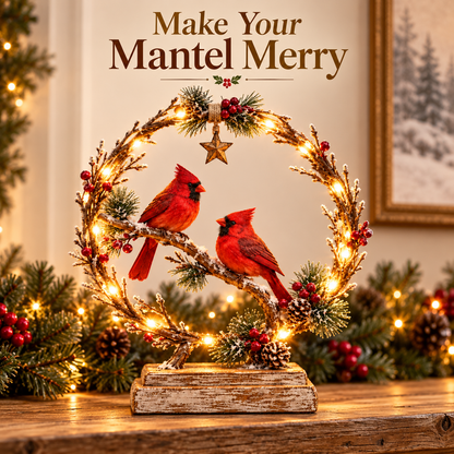 🐦✨ Lighted Cardinal Tabletop Decor – A Charming Holiday Accent 🎄