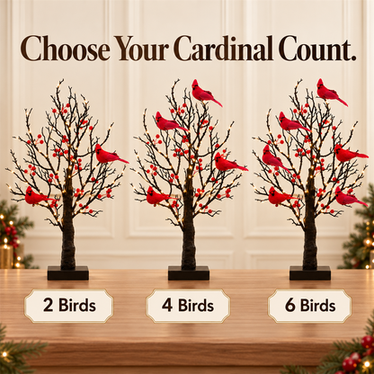 🐦 Lighted Red Cardinal Tree – 60 Lights, 20.9″ Tall, Battery-Powered Decor ✨
