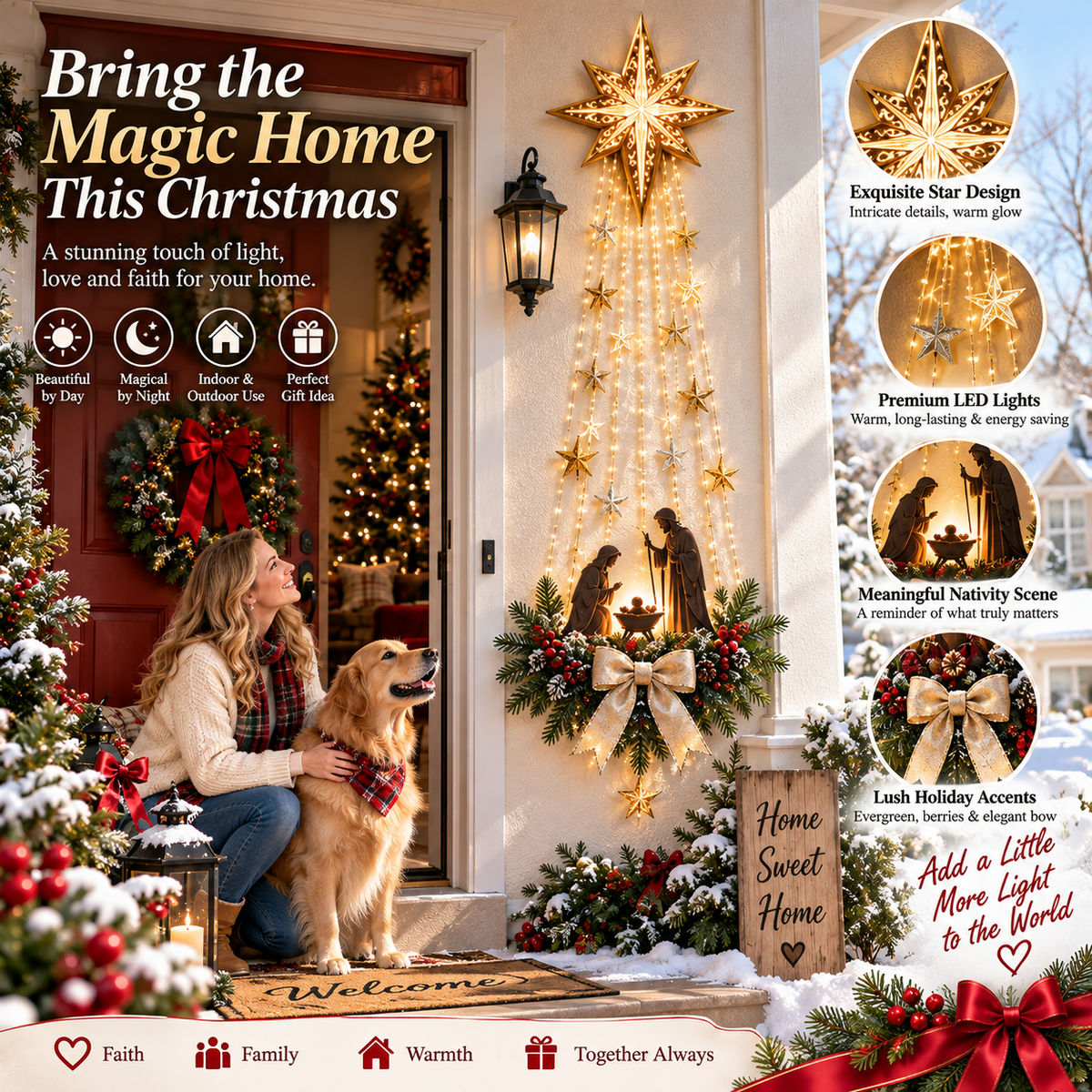 🔥Buy 2 Get 20% OFF❤️Bethlehem Star Lighted Nativity Wall Decor✝️✝️