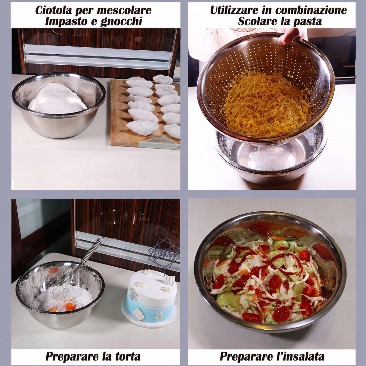 Set Ciotola Multifunzione 3 in 1 in Acciaio Inox 🥣