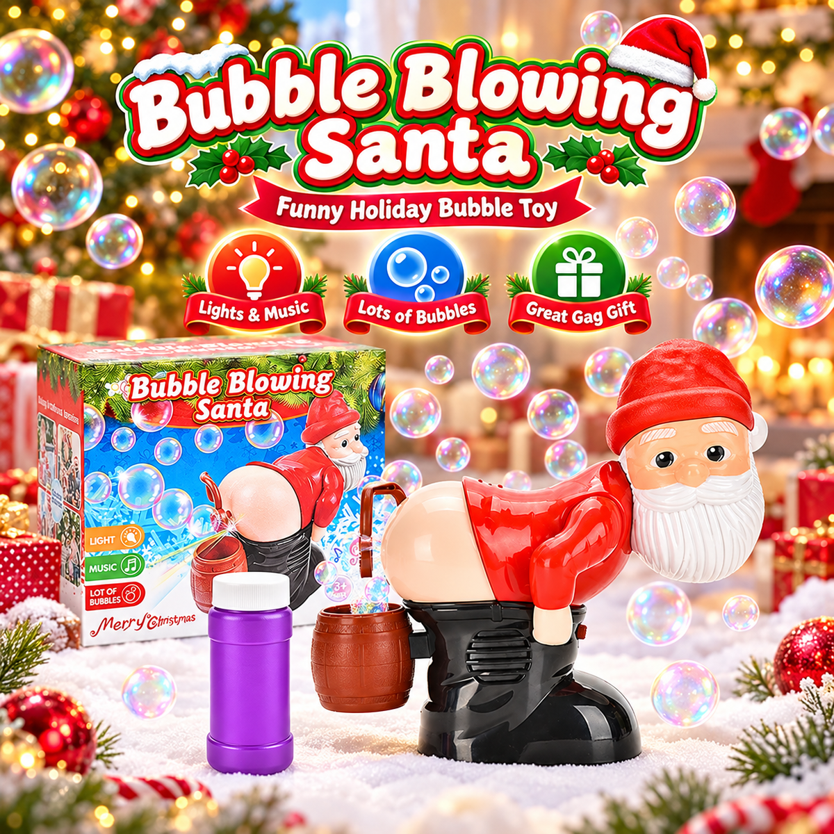 🎅 Santa Bubble Blowing Machine – Funny Sound Effects & Christmas Music