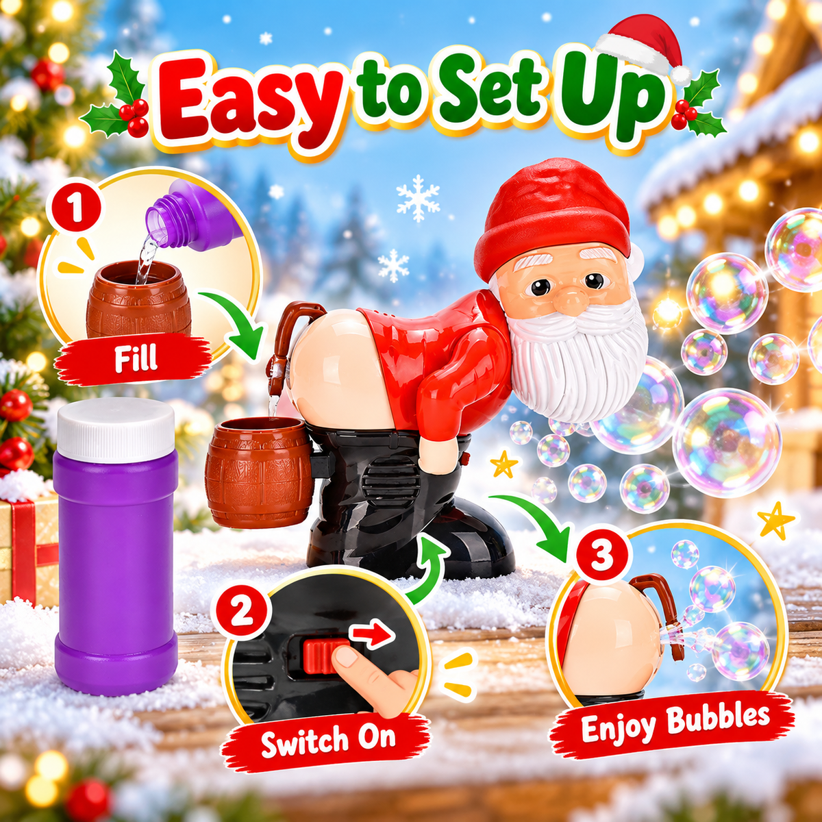 🎅 Santa Bubble Blowing Machine – Funny Sound Effects & Christmas Music