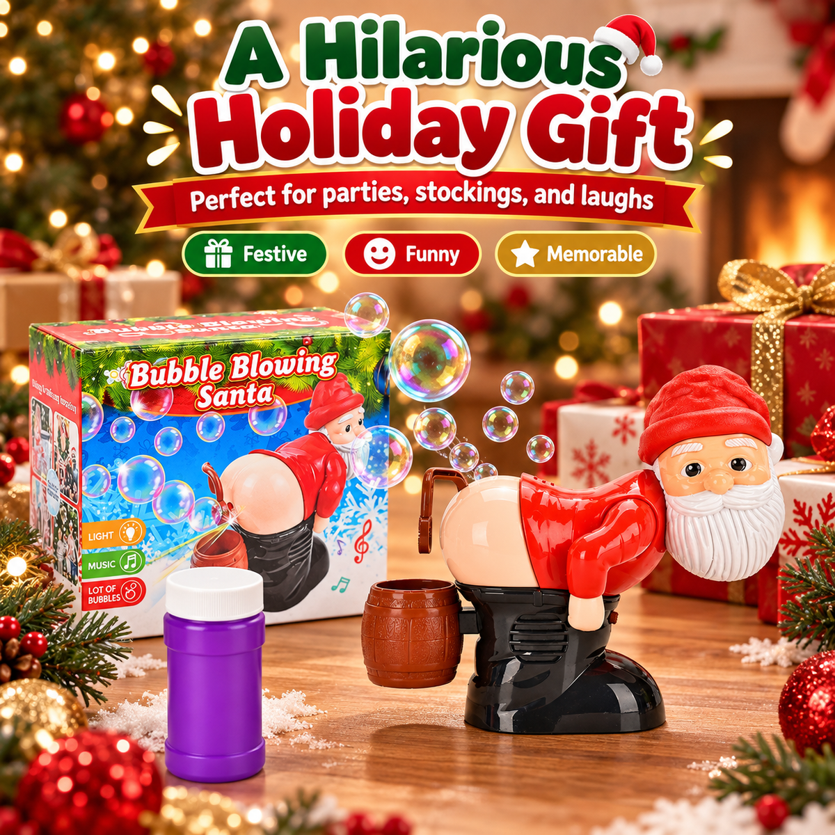 🎅 Santa Bubble Blowing Machine – Funny Sound Effects & Christmas Music