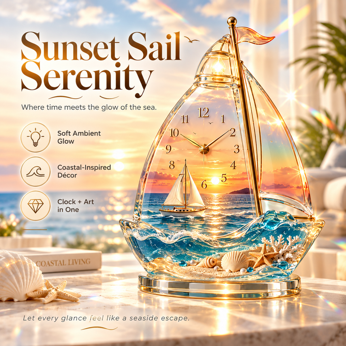 ⛵Sailboat coastal clock